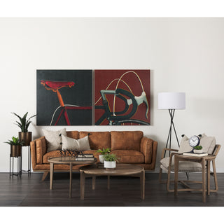Mercana Brooks Cognac Brown Faux Leather Three Seater Sofa