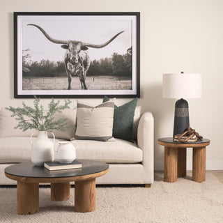 Mercana Tucson Natural and Black Oak Top Round Coffee Table