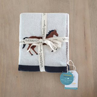 Viverano Horse Organic Jacquard Knit Blanket