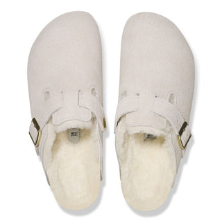 Birkenstock Boston Shearling Suede in Antique White