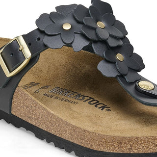 Birkenstock Gizeh Leather Flowers in Black