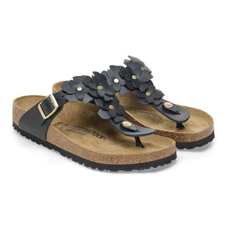 Birkenstock Gizeh Leather Flowers in Black