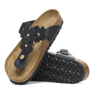 Birkenstock Gizeh Leather Flowers in Black