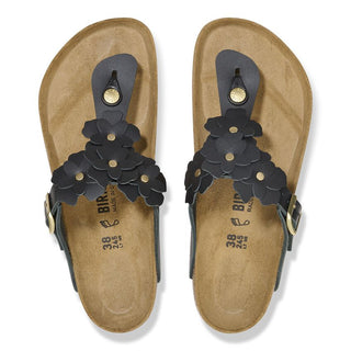 Birkenstock Gizeh Leather Flowers in Black