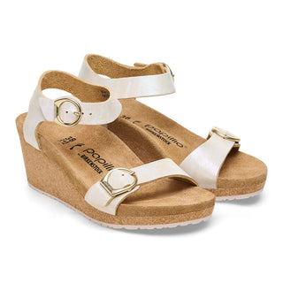 Birkenstock Soley Wedges in Metallic Silver
