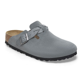 Birkenstock Boston Braided Suede Leather in Basalt Gray