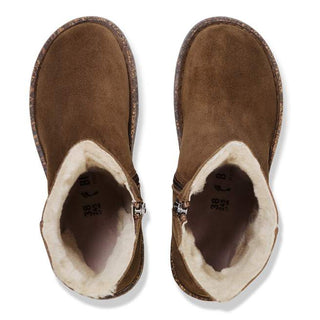 Birkenstock Uppsala Suede Zip Shearling in Dark Tea
