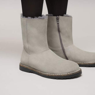 Birkenstock Uppsala Suede Zip Shearling in Stone Coin