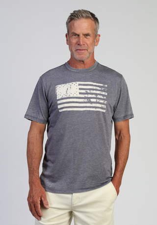 True Grit Vintage Flag Print Crew