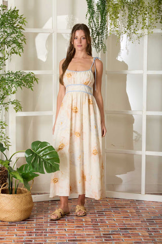 Avery Watercolor Floral Midi Dress