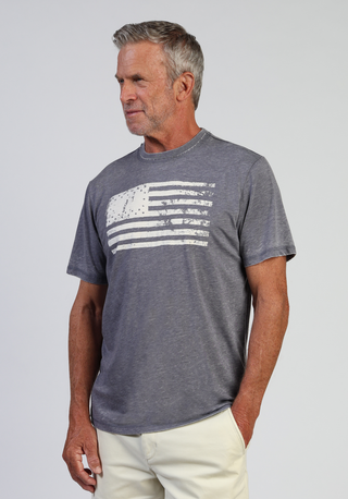 True Grit Vintage Flag Print Crew