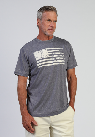 True Grit Vintage Flag Print Crew