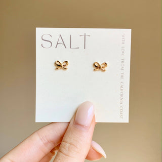 Salt Dainty Stud Bow Earrings