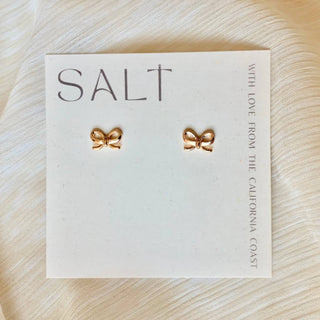 Salt Dainty Stud Bow Earrings