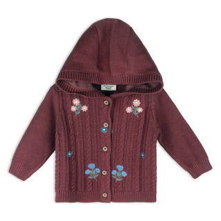 Viverano Floral Embroidered Hooded Cardigan