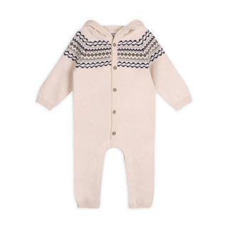 Viverano Fair Isle Jacquard Sweater Hooded Jumpsuit
