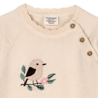 Viverano Baby Bird and Floral Knit Jumpsuit