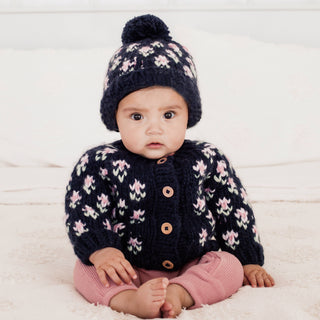 Huggalugs Bitty Blooms Indigo Cardigan