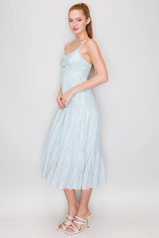 Jenna Ditsy Floral Tiered Cinched Dress