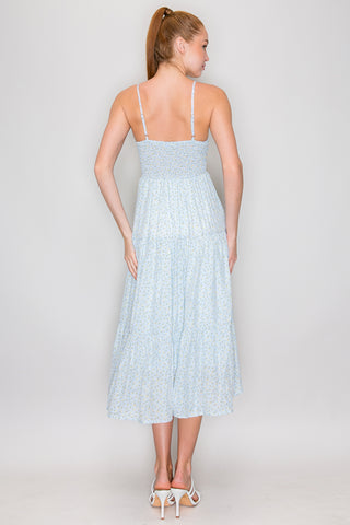 Jenna Ditsy Floral Tiered Cinched Dress