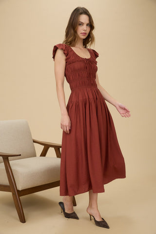 Hazel Ruffle Midi Dress