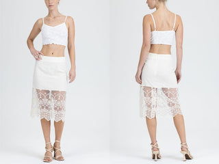 Miss Me Mini Skirt with Lace Overlay
