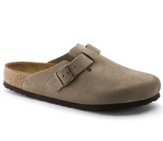 Birkenstock Boston Suede Soft Bed in Taupe