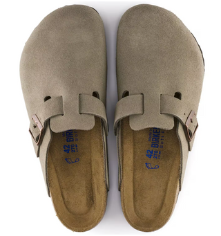 Birkenstock Boston Suede Soft Bed in Taupe