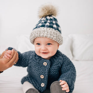 Huggalugs Atlantic Buffalo Check Pom Beanie