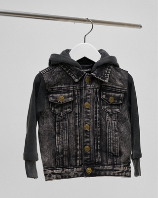 Little Bipsy Kids Washed Hooded Denim Jacket