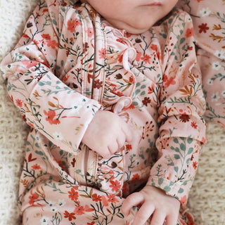 Caden Lane Baby Autumn Blooms Ruffle Footie
