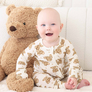 Caden Lane Baby Beary Sweet Zip Romper