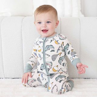 Caden Lane Baby Boy Fishing Zip Romper