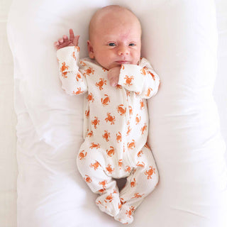Caden Lane Baby Cutie Crabs Zip Footie