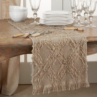 Table Runner Fringe Waffle Design