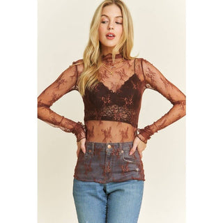 Alexis Lace Sleeved Fitted Top