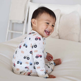 Caden Lane Baby Boy Little Farmer Zip Romper