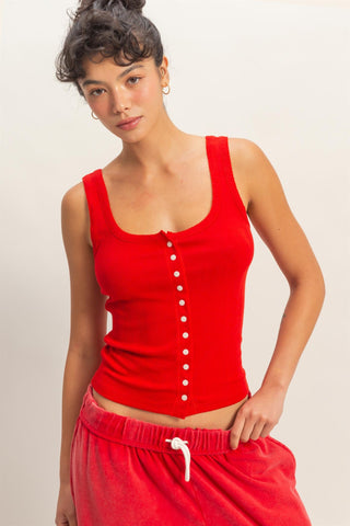 Jessica Pointelle button Tank
