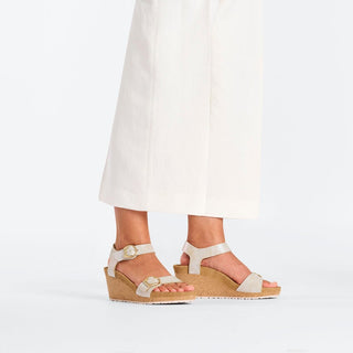 Birkenstock Soley Wedges in Metallic Silver