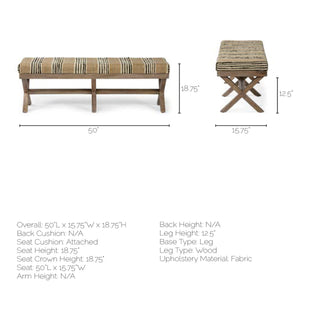 Mercana Solis Upholstered Striped Accent Bench