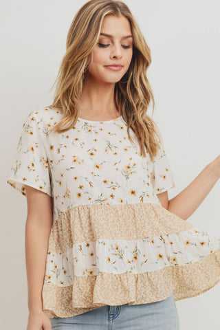 Kourt Floral Tiered Top