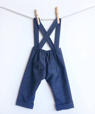 Poplin Longalls w/bowtie - Navy Blue