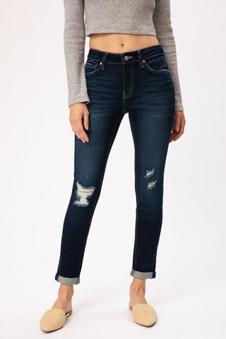 KanCan Gemma Distressed Mid Rise Ankle Skinny Jeans