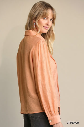 Flora Pintuck Daisy Button Blouse